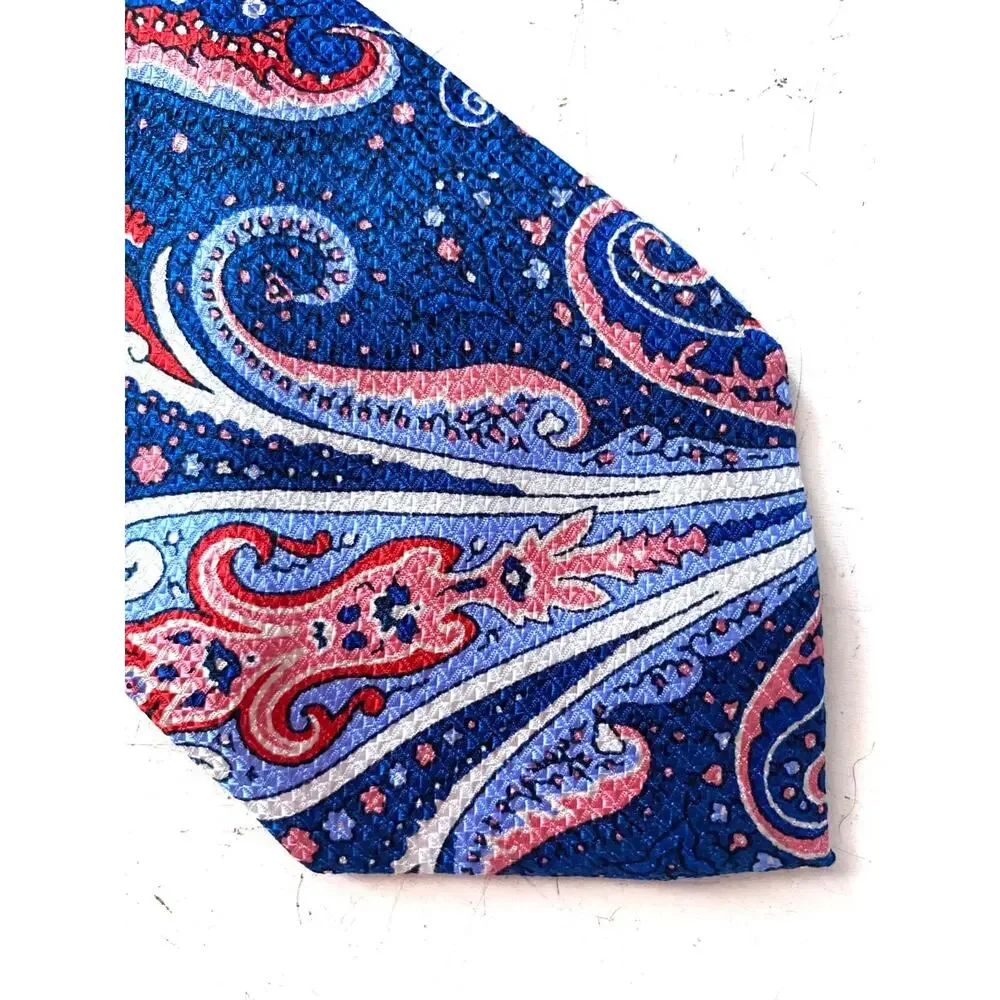 Daniel Cremieux Neck Tie Nwt Blue Multi Silk Made in Italy
